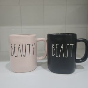 Rae Dunn 2019 Beauty and Beast Mugs - Pink And Black